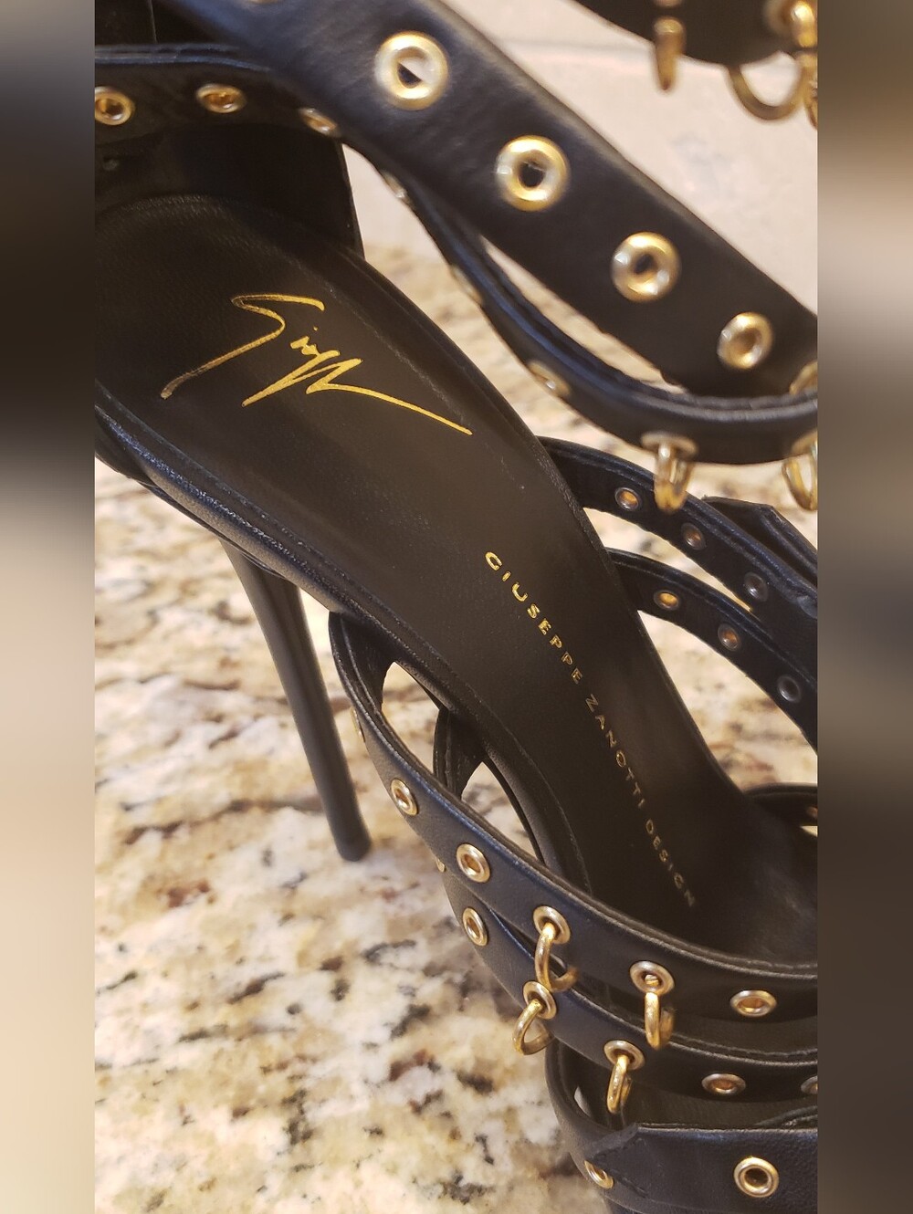 Giuseppe Zanotti Black Leather Piercing Cage Stiletto 37/7 - Picture 8 of 10
